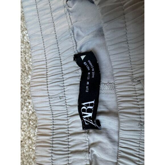 Zara Light Gray Cargo Shorts‎ Elastic Waist Casual Summer Wear M - Picture 3 of 6